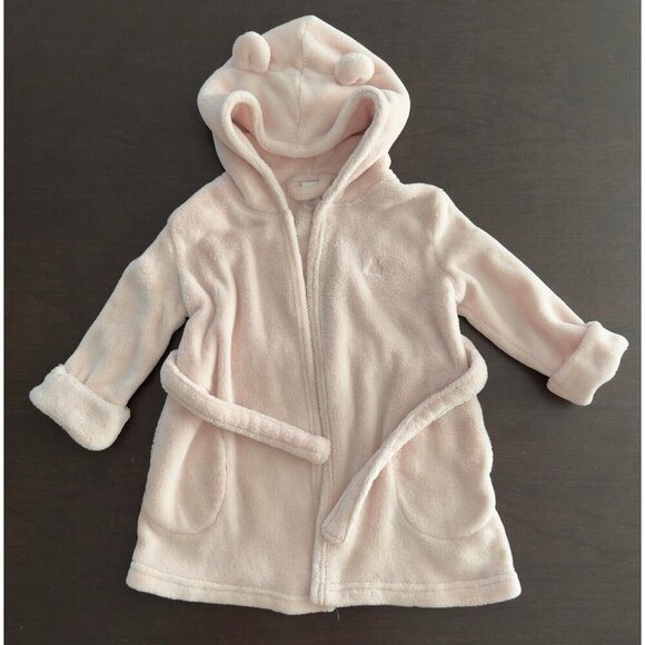 Baby Gap 2T Girls Yummy Robe Bear Ears Pink Cameo Soft‎ Fleece Hooded Bath Sleep - Picture 3 of 9